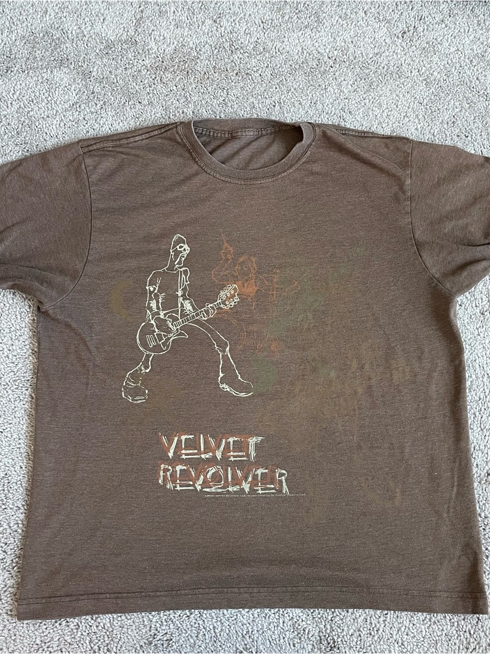 2005 Velvet Revolver T Shirt Brown Rock Band Tee Guitar Graphic 23x27.5 XL